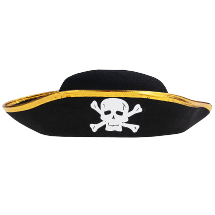 Pirátský kostým, černý, dětský halloweenský kostým, čepice a plášť, sada