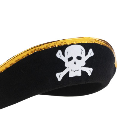 Pirátský kostým, černý, dětský halloweenský kostým, čepice a plášť, sada