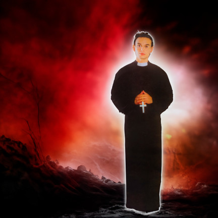 TG70259 kostým kněze, převlek, halloweenský kostým, karnevalový kostým, sutana, klerik