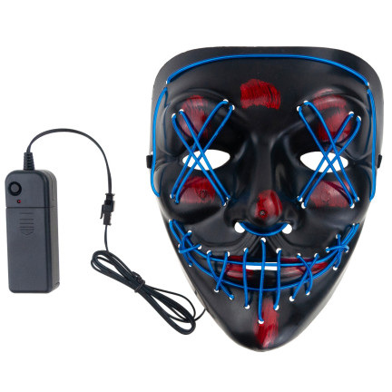 TG70276 svítící LED maska na halloweenskou párty s motivem filmu „The Purge“, strašidelná, na baterie