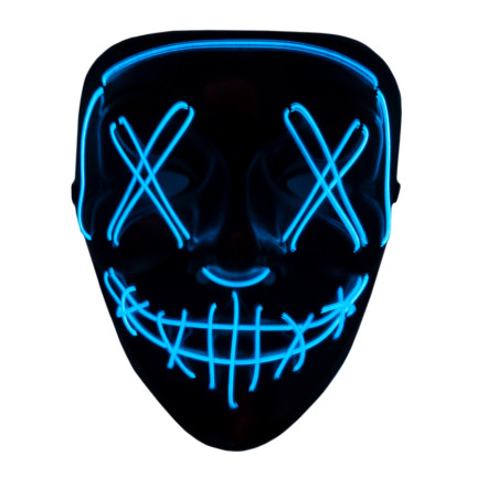 TG70276 svítící LED maska na halloweenskou párty s motivem filmu „The Purge“, strašidelná, na baterie