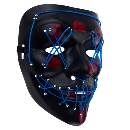 TG70276 svítící LED maska na halloweenskou párty s motivem filmu „The Purge“, strašidelná, na baterie