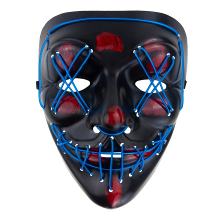 TG70276 svítící LED maska na halloweenskou párty s motivem filmu „The Purge“, strašidelná, na baterie