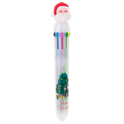 TG70497 vánoční kuličkové pero s motivem soba a Santa Clause, dárek k svátku svatého Mikuláše, vícebarevné, 10 v 1