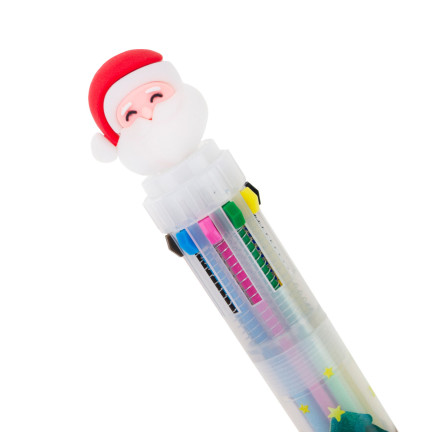 TG70497 vánoční kuličkové pero s motivem soba a Santa Clause, dárek k svátku svatého Mikuláše, vícebarevné, 10 v 1