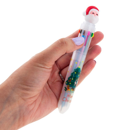 TG70497 vánoční kuličkové pero s motivem soba a Santa Clause, dárek k svátku svatého Mikuláše, vícebarevné, 10 v 1