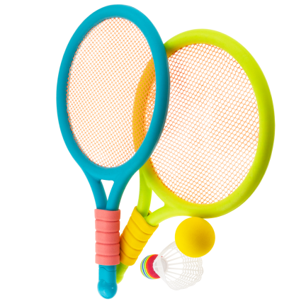 TG71584 badmintonová sada, raketky, míček, barevné rakety, herní sada