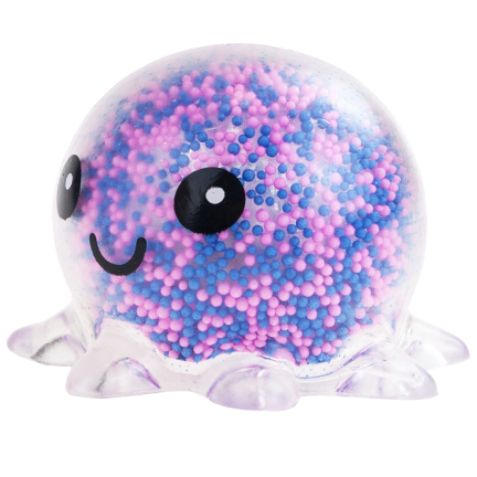TG71661 Světelný squish, chobotnice squish s kuličkami ze sturofoamu, antistresový, LED squish 