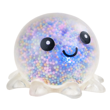 TG71661 Světelný squish, chobotnice squish s kuličkami ze sturofoamu, antistresový, LED squish 