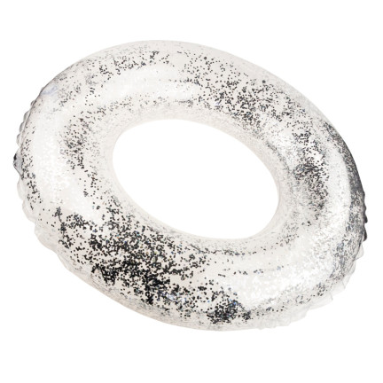 TG71974 nafukovací plavací kruh s glitry, 70 cm, stříbrný