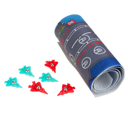 TG72958 rodinná dovednostní hra – podložka na mini curling + 6 letadel na závody