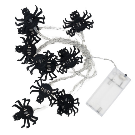 TG73004 pavoučí světýlka, světelná girlanda s 10 LED diodami, halloweenská dekorace, strašidelná
