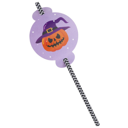 TG73018 Papírové brčka s halloweenským motivem – ekologické trubičky s duchy, dýní a netopýrem