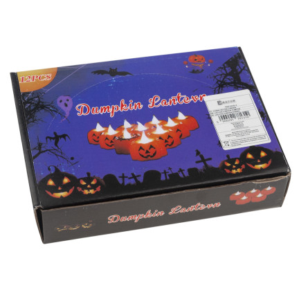 TG73370-1 LED svíčky ve tvaru dýní, halloweenské lucerny, dekorace, sada 12 ks, na baterie