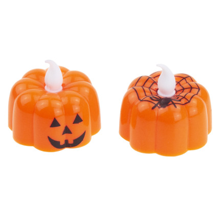 TG73370-1 LED svíčky ve tvaru dýní, halloweenské lucerny, dekorace, sada 12 ks, na baterie