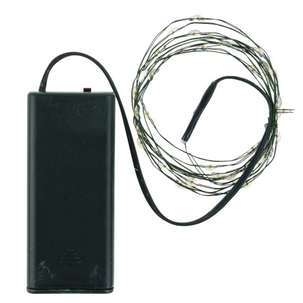 TG73524-1 vánoční světýlka, zelený drát, na baterie, studené bílé světlo, 40 LED