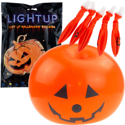 TG74159 halloweenské LED balónky, 5 ks, svítící dýně, oranžové dekorace