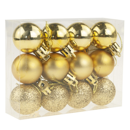 TG74324-3 ORNAMENTS 12KS 3CM SADA ZLATÉ TŘPYTKY MATNÉ TŘPYTKY NA VÁNOČNÍ STROMEK