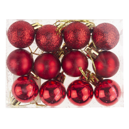 TG74324-4 BAUBLES PLASTOVÉ OZDOBY SADA 12KS/KPL ČERVENÉ OZDOBY NA VÁNOČNÍ STROMEK