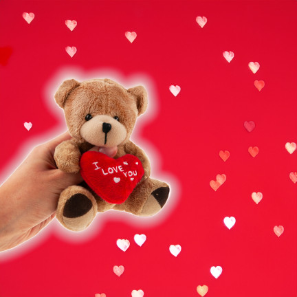 TG75260  hnědý medvídek – Valentýn, Mikuláš, srdce a „I love you“ – plyšák