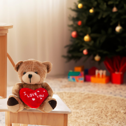 TG75260  hnědý medvídek – Valentýn, Mikuláš, srdce a „I love you“ – plyšák