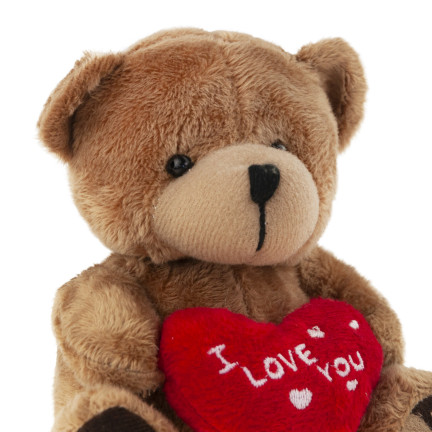 TG75260  hnědý medvídek – Valentýn, Mikuláš, srdce a „I love you“ – plyšák