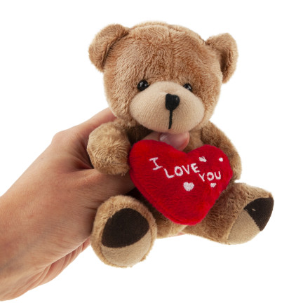 TG75260  hnědý medvídek – Valentýn, Mikuláš, srdce a „I love you“ – plyšák