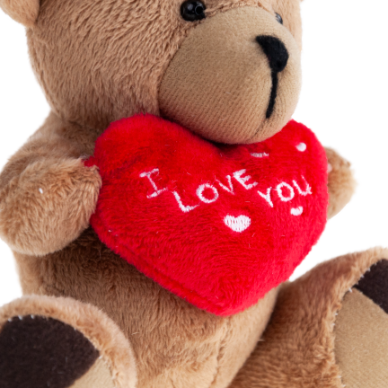 TG75260  hnědý medvídek – Valentýn, Mikuláš, srdce a „I love you“ – plyšák