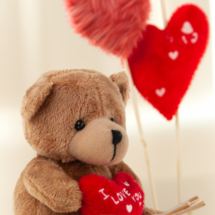 TG75260  hnědý medvídek – Valentýn, Mikuláš, srdce a „I love you“ – plyšák