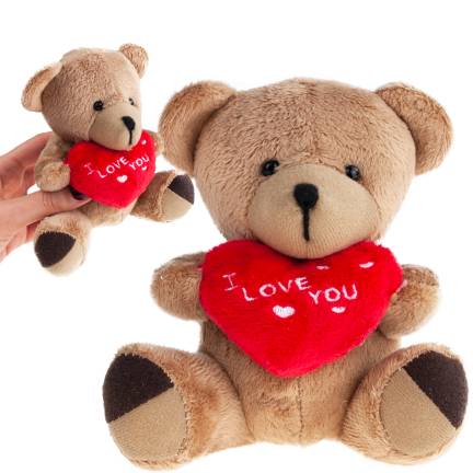 TG75260  hnědý medvídek – Valentýn, Mikuláš, srdce a „I love you“ – plyšák