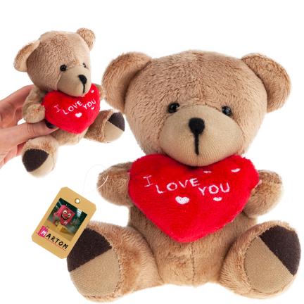 TG75260  hnědý medvídek – Valentýn, Mikuláš, srdce a „I love you“ – plyšák