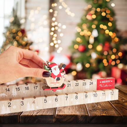 TG75368 adventní kalendář ze dřeva, dárky k svátku svatého Mikuláše, Vánoce