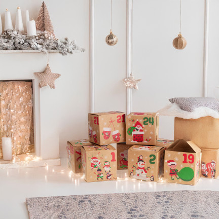Adventní kalendář, skládací krabičky, prázdný, k vlastnímu sestavení, papírový