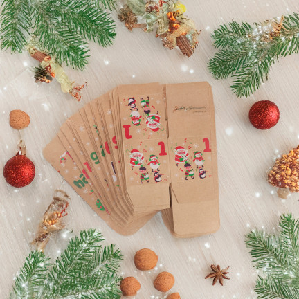 Adventní kalendář, skládací krabičky, prázdný, k vlastnímu sestavení, papírový