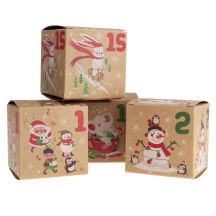 Adventní kalendář, skládací krabičky, prázdný, k vlastnímu sestavení, papírový