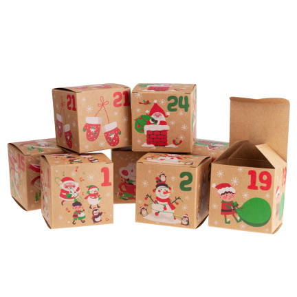 Adventní kalendář, skládací krabičky, prázdný, k vlastnímu sestavení, papírový