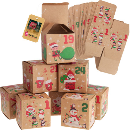 Adventní kalendář, skládací krabičky, prázdný, k vlastnímu sestavení, papírový