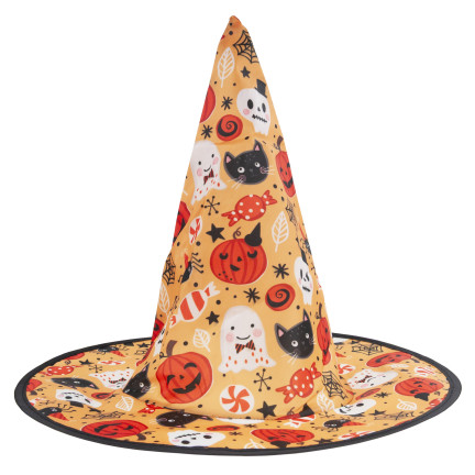 Kostým čarodějnice, šaty čarodějky, oranžovo-černé, pro holčičky, na halloweenský ples, komplet