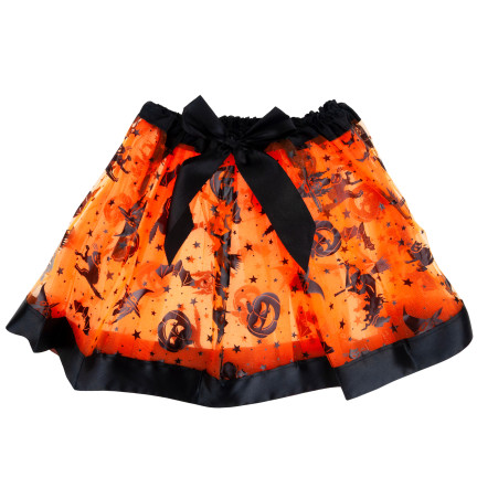 Kostým čarodějnice, šaty čarodějky, oranžovo-černé, pro holčičky, na halloweenský ples, komplet