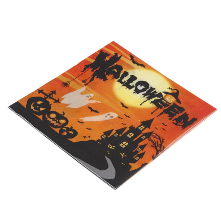 Jednorázové papírové ubrousky, halloweenský motiv, s duchy a netopýry, sada 10 ks.