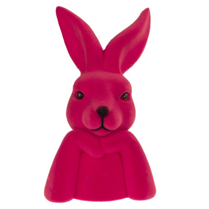 TG76817-4 velurový zajíc, velikonoční zajíček, flokovaný králík, dekorace do velikonočního věnce, 27 cm