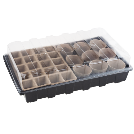 TG77610 mini skleník, sada pro pěstování sazenic, rašelinové květináče, štítky, rukavice 