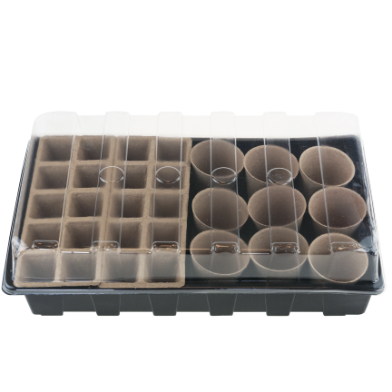 TG77610 mini skleník, sada pro pěstování sazenic, rašelinové květináče, štítky, rukavice 