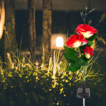 TG77662 solární zahradní lampa na zapíchnutí, LED růže, solární lampičky, umělé květiny
