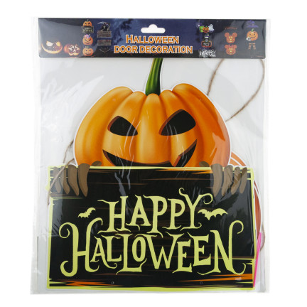 Papírová závěsná dekorace na dveře a okna, oranžová, s motivem dýní a Halloweenu, sada 3 dýní
