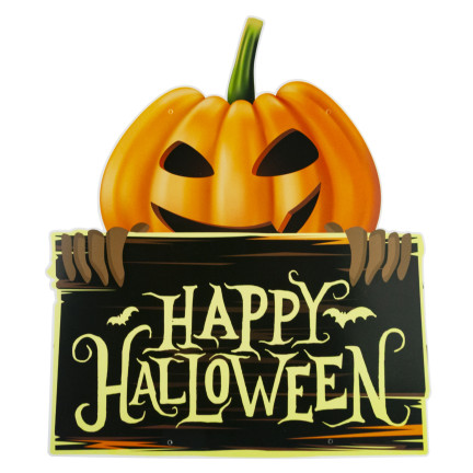 Papírová závěsná dekorace na dveře a okna, oranžová, s motivem dýní a Halloweenu, sada 3 dýní