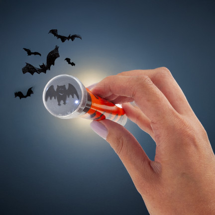 Projektorová svítilna s nástavci, plastová, směs halloweenských motivů, na baterie, 5 motivů, sada