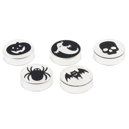 Projektorová svítilna s nástavci, plastová, směs halloweenských motivů, na baterie, 5 motivů, sada