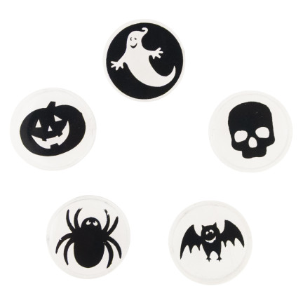 Projektorová svítilna s nástavci, plastová, směs halloweenských motivů, na baterie, 5 motivů, sada