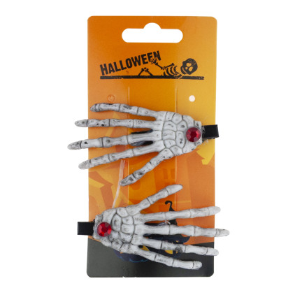 Sponky do vlasů, halloweenské ozdoby, doplněk k kostýmu, vzor s lebkami, kostlivec, sada 2 ks.